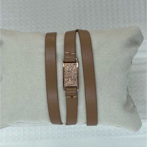 NWOT💍 Michael Kors Leather Double Wrap Bracelet Tan/Rose Gold